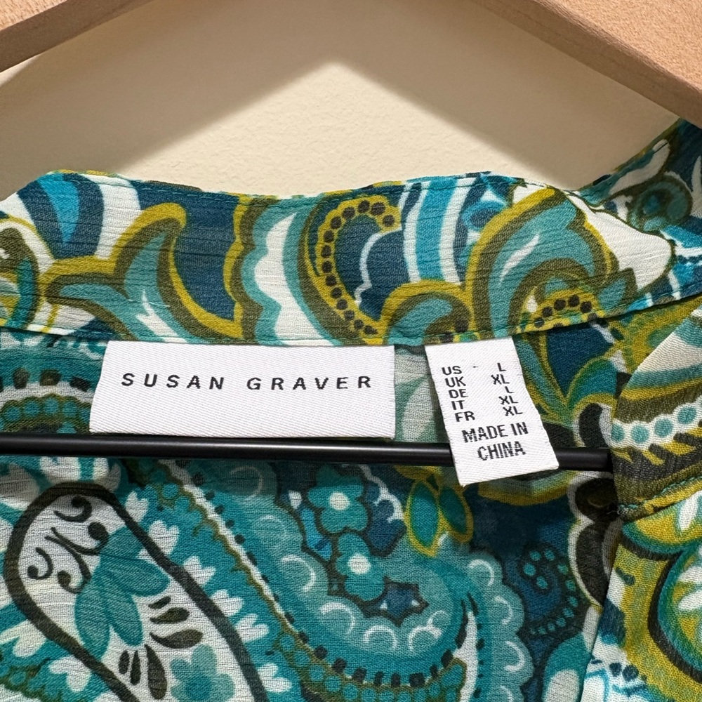 Susan Graver Button Front Sheer Blouse - Picture 5 of 6